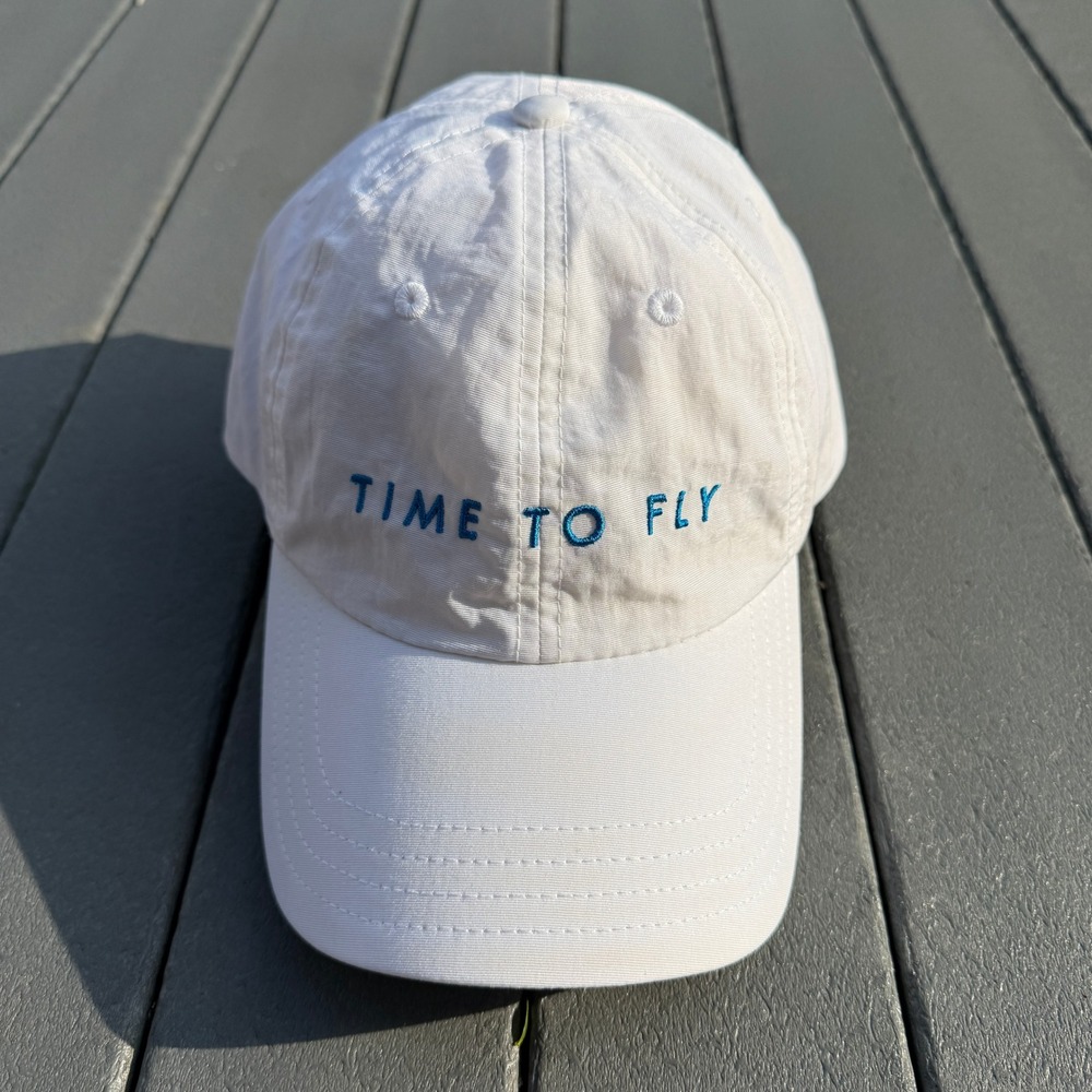 Hoka One One Running Hat Unisex OSFM White Time To Fly Nylon Snapback Athletic